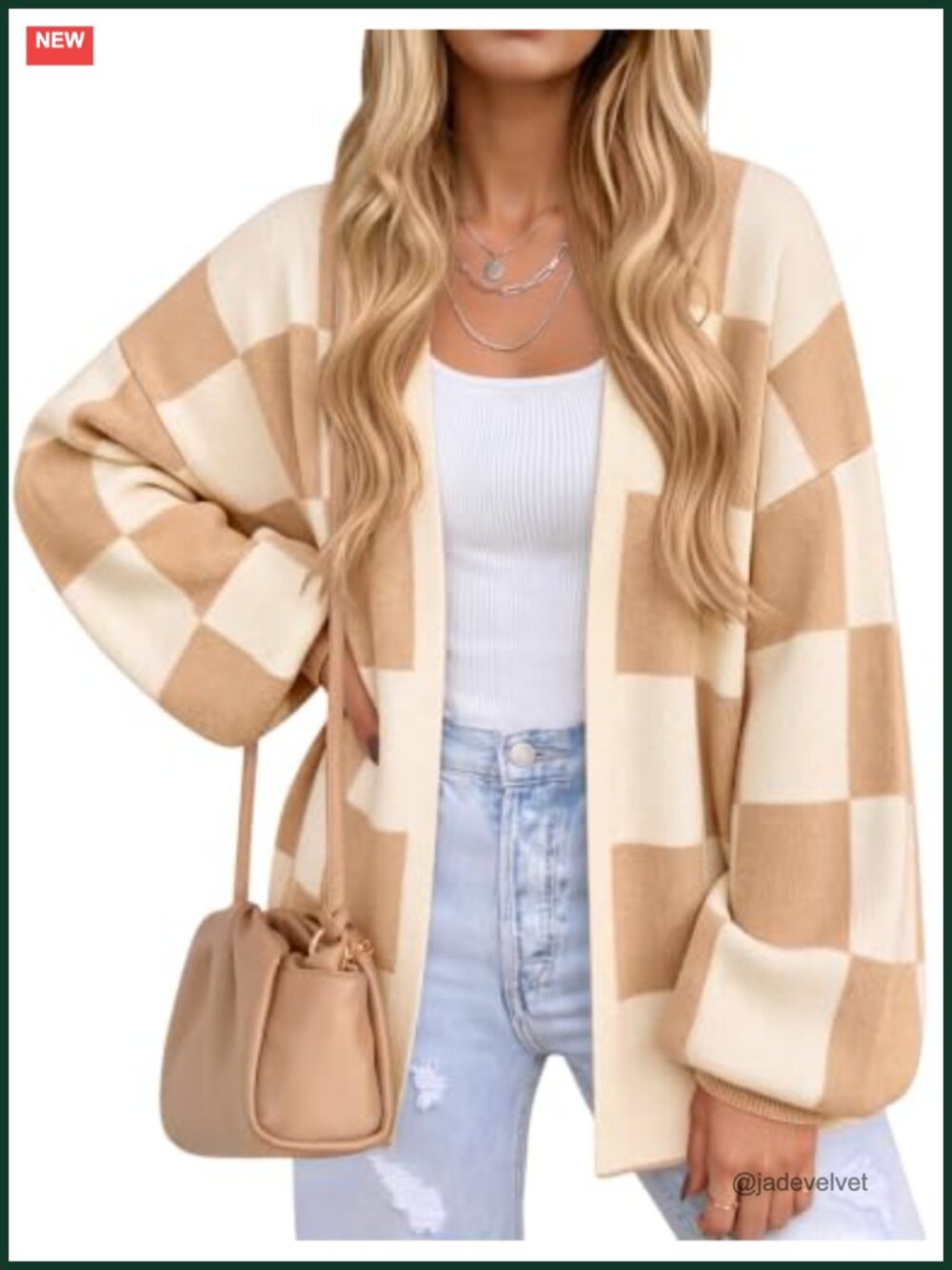 Oversized Buffalo Plaid Open Front Long Sleeve Cardigan for Women